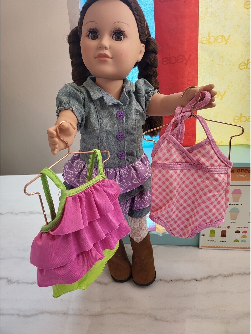 18” Doll Clothing 2 Swimsuits Fits/w OG Battat American Girl EUC Clean A15